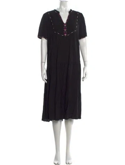 Pre-owned Ba&sh Printed Midi Length Dress In Black