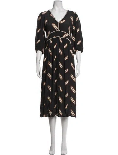 Pre-owned Ba&sh Printed Midi Length Dress In Black