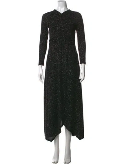 Pre-owned Ba&sh Printed Midi Length Dress In Black