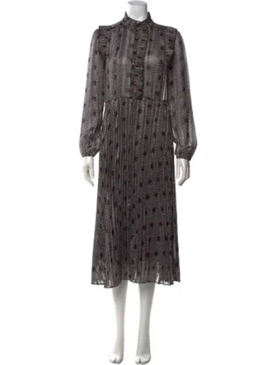Pre-owned Ba&sh Printed Midi Length Dress In Black/red/white