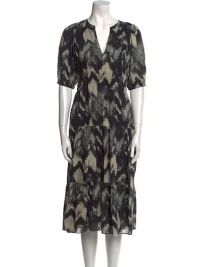 Pre-owned Ba&sh Printed Midi Length Dress In Blue