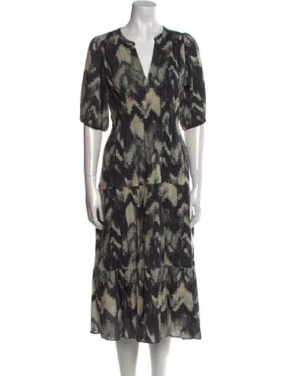 Pre-owned Ba&sh Printed Midi Length Dress In Blue