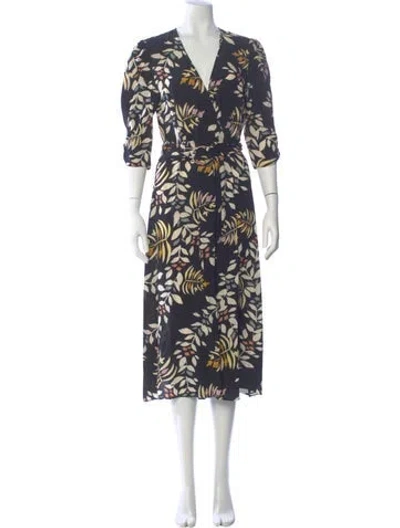 Pre-owned Ba&sh Printed Midi Length Dress In Blue