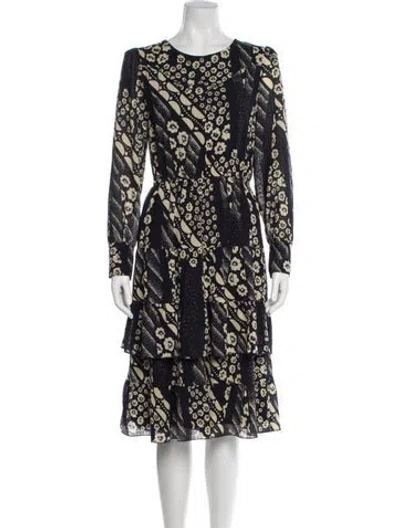 Pre-owned Ba&sh Printed Midi Length Dress In Blue