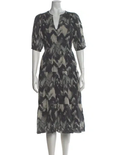 Pre-owned Ba&sh Printed Midi Length Dress In Blue
