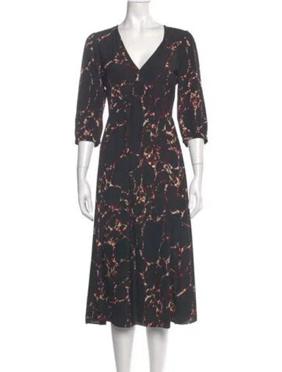 Pre-owned Ba&sh Printed Midi Length Dress In Blue