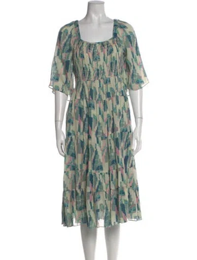 Pre-owned Ba&sh Printed Midi Length Dress In Blue