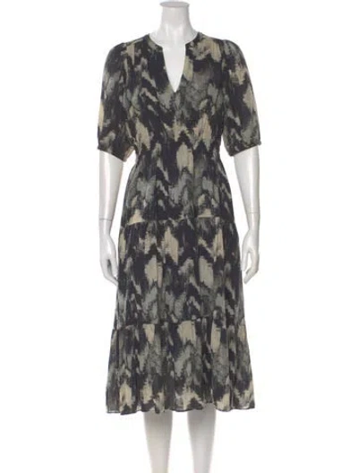 Pre-owned Ba&sh Printed Midi Length Dress In Blue