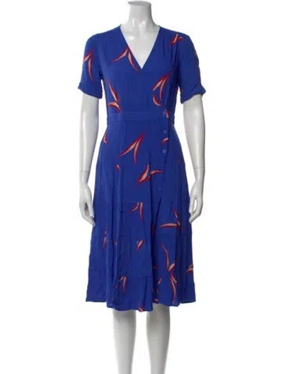 Pre-owned Ba&sh Printed Midi Length Dress In Blue