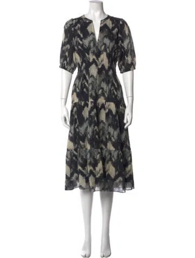 Pre-owned Ba&sh Printed Midi Length Dress In Blue