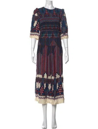 Pre-owned Ba&sh Printed Midi Length Dress In Blue