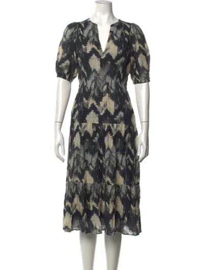 Pre-owned Ba&sh Printed Midi Length Dress In Blue