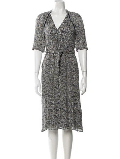 Pre-owned Ba&sh Printed Midi Length Dress In Blue