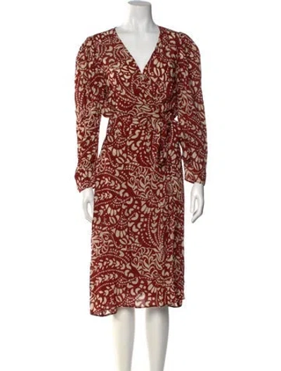 Pre-owned Ba&sh Printed Midi Length Dress In Brown