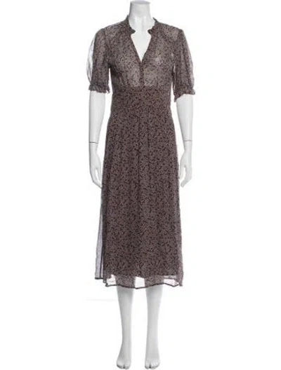 Pre-owned Ba&sh Printed Midi Length Dress In Brown