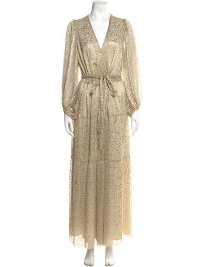 Pre-owned Ba&sh Printed Midi Length Dress In Gold