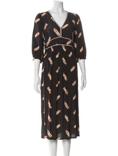 Pre-owned Ba&sh Printed Midi Length Dress In Gray