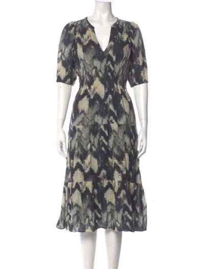 Pre-owned Ba&sh Printed Midi Length Dress In Gray