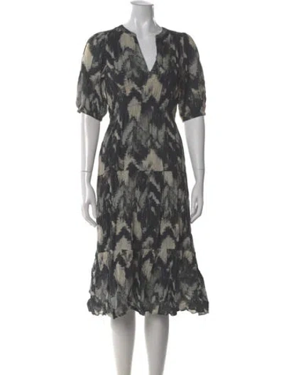 Pre-owned Ba&sh Printed Midi Length Dress In Gray