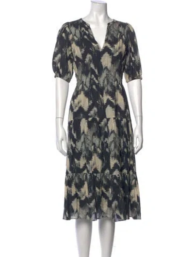 Pre-owned Ba&sh Printed Midi Length Dress In Gray
