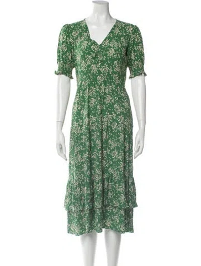 Pre-owned Ba&sh Printed Midi Length Dress In Green