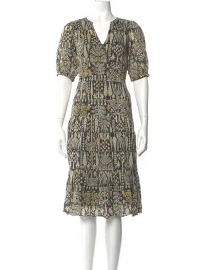 Pre-owned Ba&sh Printed Midi Length Dress In Green
