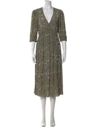 Pre-owned Ba&sh Printed Midi Length Dress In Green