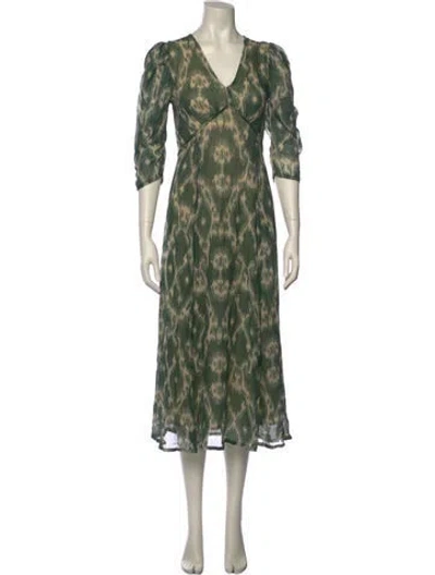 Pre-owned Ba&sh Printed Midi Length Dress In Green