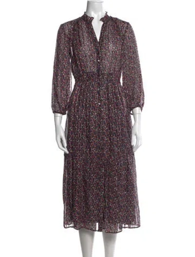Pre-owned Ba&sh Printed Midi Length Dress In Metallic/pink