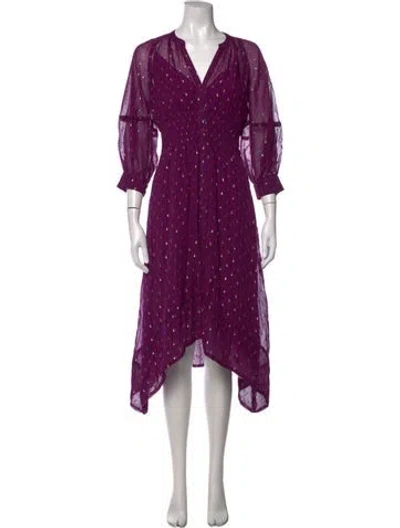 Pre-owned Ba&sh Printed Midi Length Dress In Metallic/purple