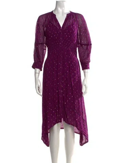 Pre-owned Ba&sh Printed Midi Length Dress In Metallic/purple