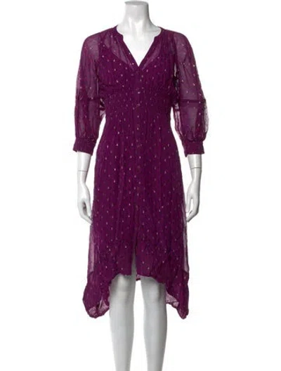 Pre-owned Ba&sh Printed Midi Length Dress In Metallic/purple