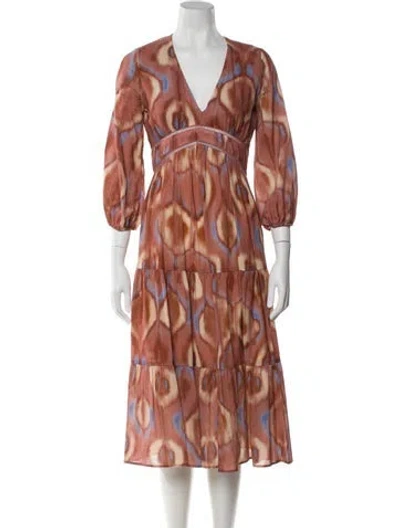 Pre-owned Ba&sh Printed Midi Length Dress In Multicolor