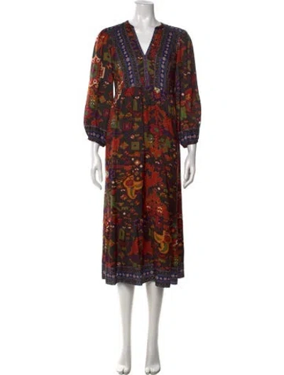 Pre-owned Ba&sh Printed Midi Length Dress In Multicolor