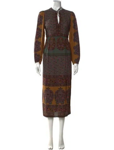 Pre-owned Ba&sh Printed Midi Length Dress In Multicolor