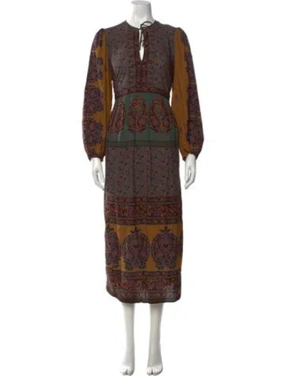 Pre-owned Ba&sh Printed Midi Length Dress In Multicolor