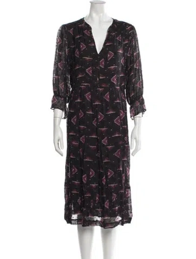 Pre-owned Ba&sh Printed Midi Length Dress In Multicolor
