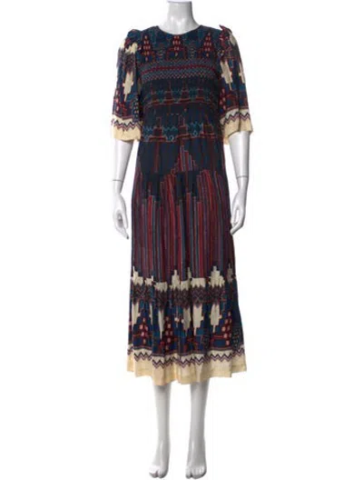 Pre-owned Ba&sh Printed Midi Length Dress In Multicolor