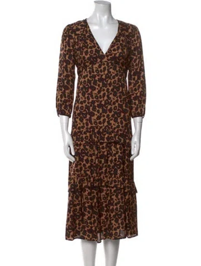 Pre-owned Ba&sh Printed Midi Length Dress In Neutral