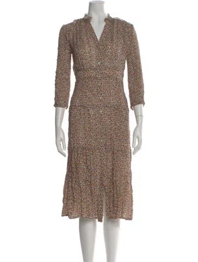 Pre-owned Ba&sh Printed Midi Length Dress In Neutral