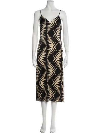 Pre-owned Ba&sh Printed Midi Length Dress In Neutral