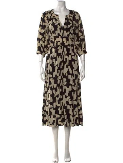 Pre-owned Ba&sh Printed Midi Length Dress In Neutrals