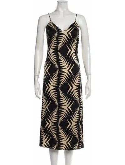 Pre-owned Ba&sh Printed Midi Length Dress In Neutrals