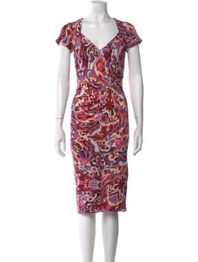 Pre-owned Ba&sh Printed Midi Length Dress In Neutrals/red