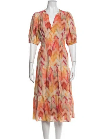 Pre-owned Ba&sh Printed Midi Length Dress In Orange