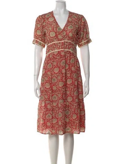 Pre-owned Ba&sh Printed Midi Length Dress In Pink