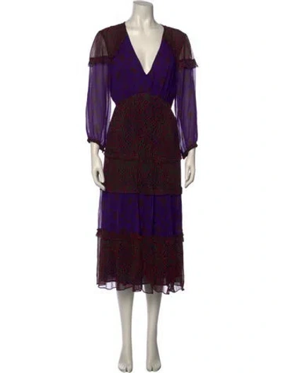 Pre-owned Ba&sh Printed Midi Length Dress In Purple
