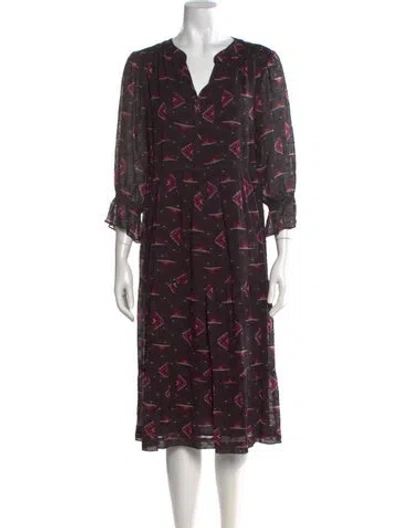 Pre-owned Ba&sh Printed Midi Length Dress In Purple