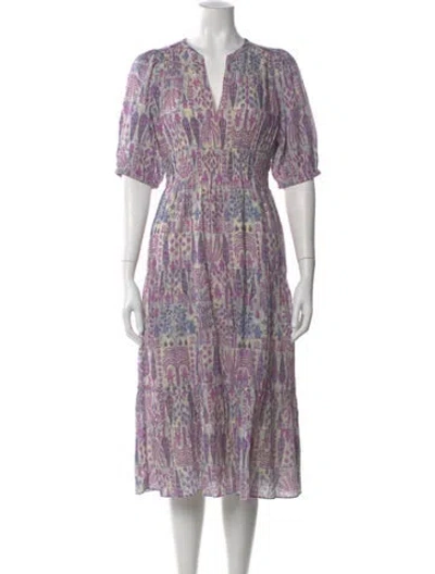 Pre-owned Ba&sh Printed Midi Length Dress In Purple