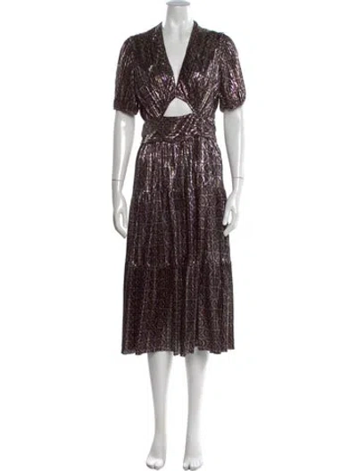 Pre-owned Ba&sh Printed Midi Length Dress In Purple